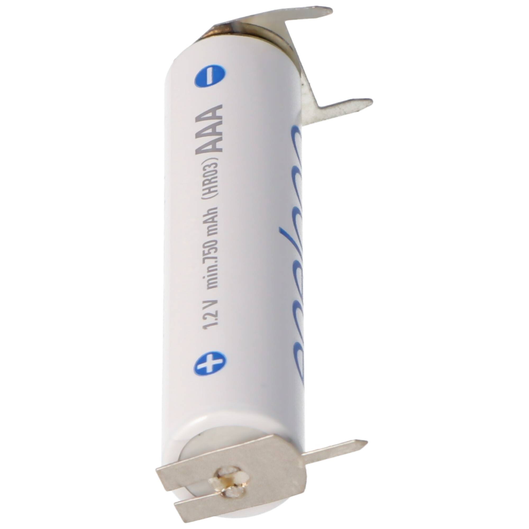 Panasonic Eneloop BK-4MCC Micro AAA NiMH Akku mit 3er Printkontakten Maße 44,5x10,5mm, Rastermaß 7mm