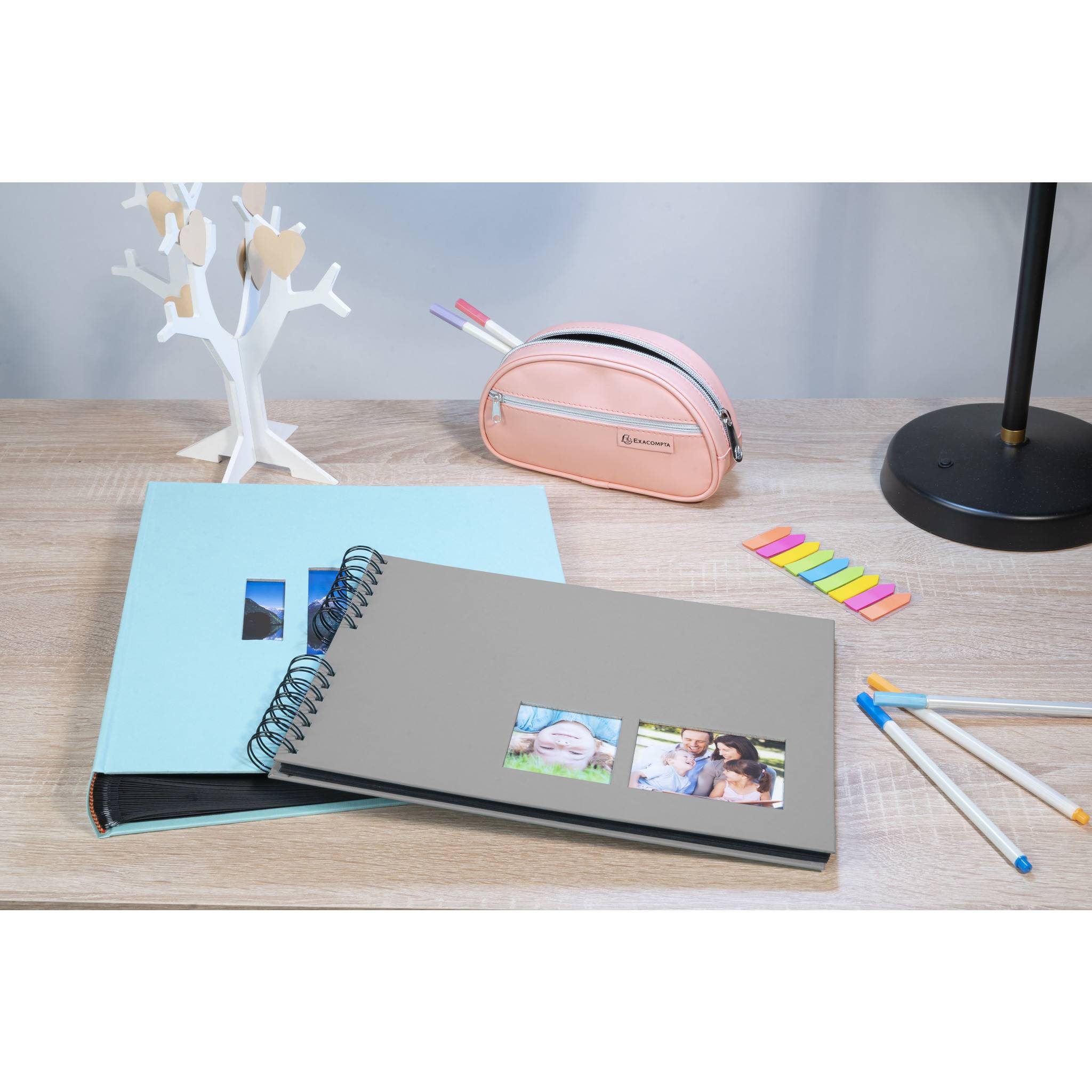 Exacompta Spiralfotoalbum MILANO 32x22 cm, 50 schwarze Seiten - Grau - 15003E