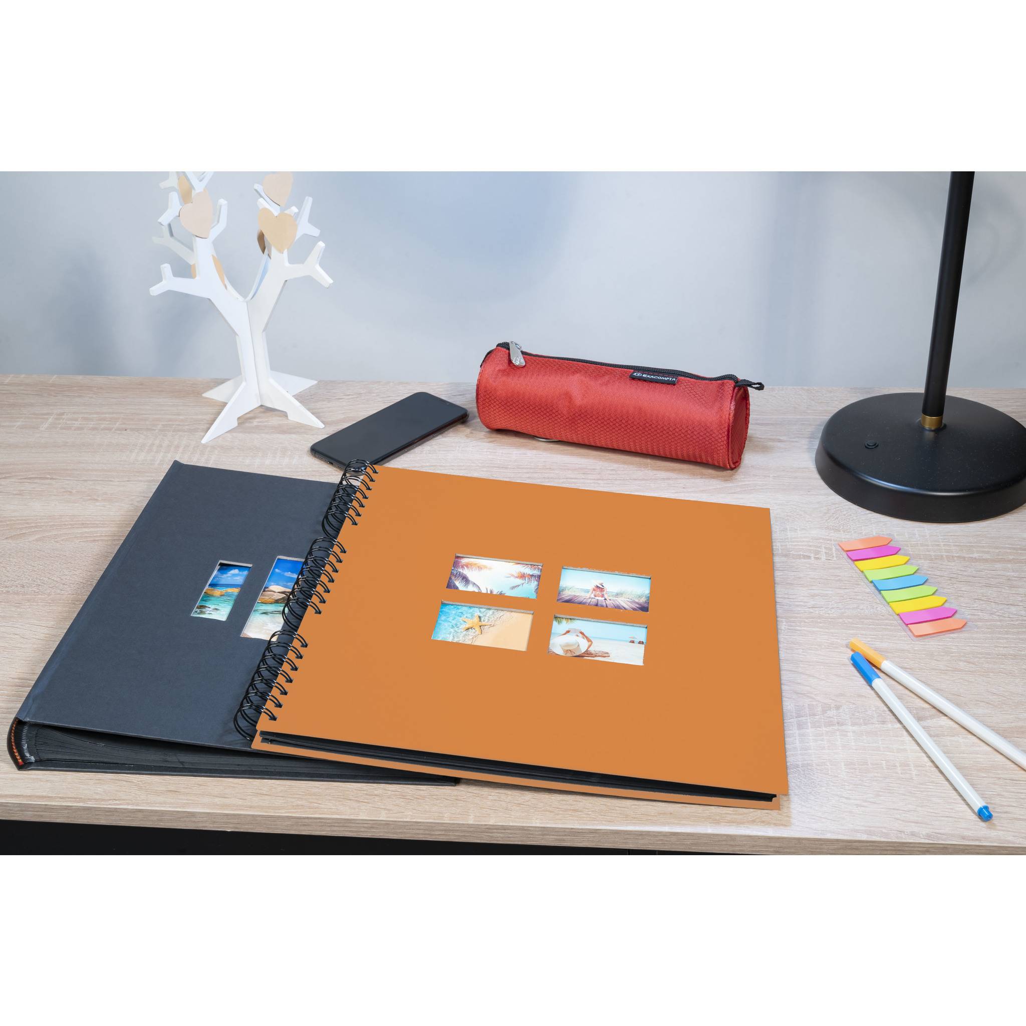 Exacompta 15117E Spiralfotoalbum MILANO 32x32 cm, 60 schwarze Seiten - Orange