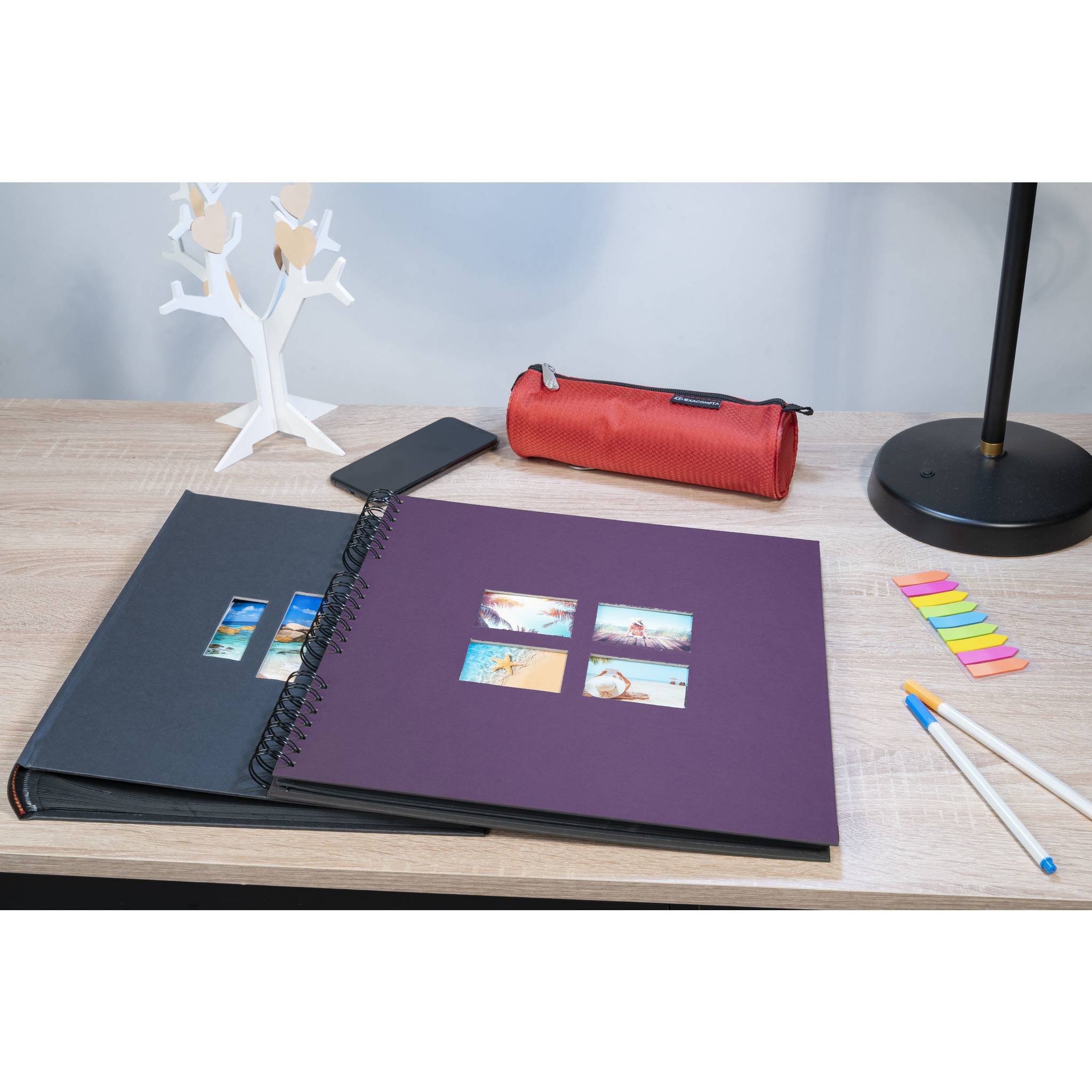 Exacompta 15118E Spiralfotoalbum MILANO 32x32 cm, 60 schwarze Seiten - Violett