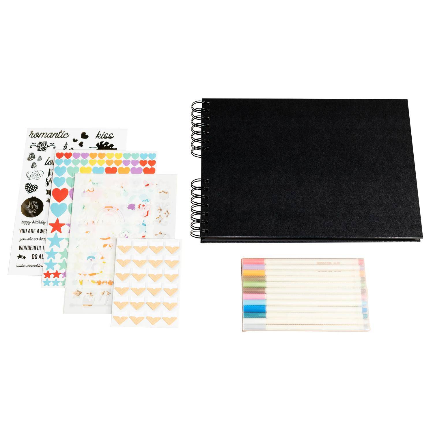 Exacompta Set Scrapbooking mit Fotoalbum 32x22 cm, SCRAP ADDICT, Schwarz, 16801E