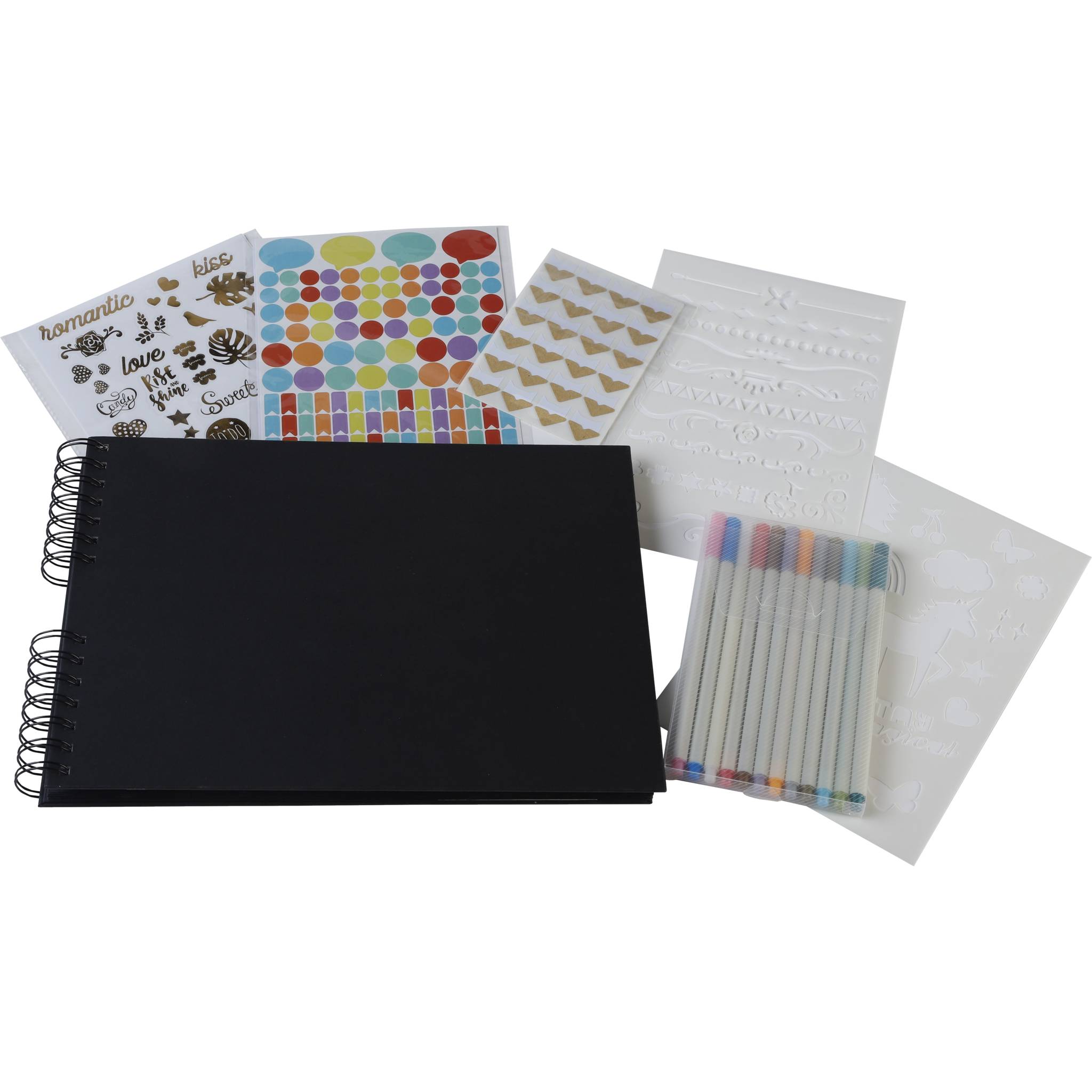 Exacompta Set Scrapbooking mit Fotoalbum 32x22 cm, SCRAP ADDICT, Schwarz, 16801E