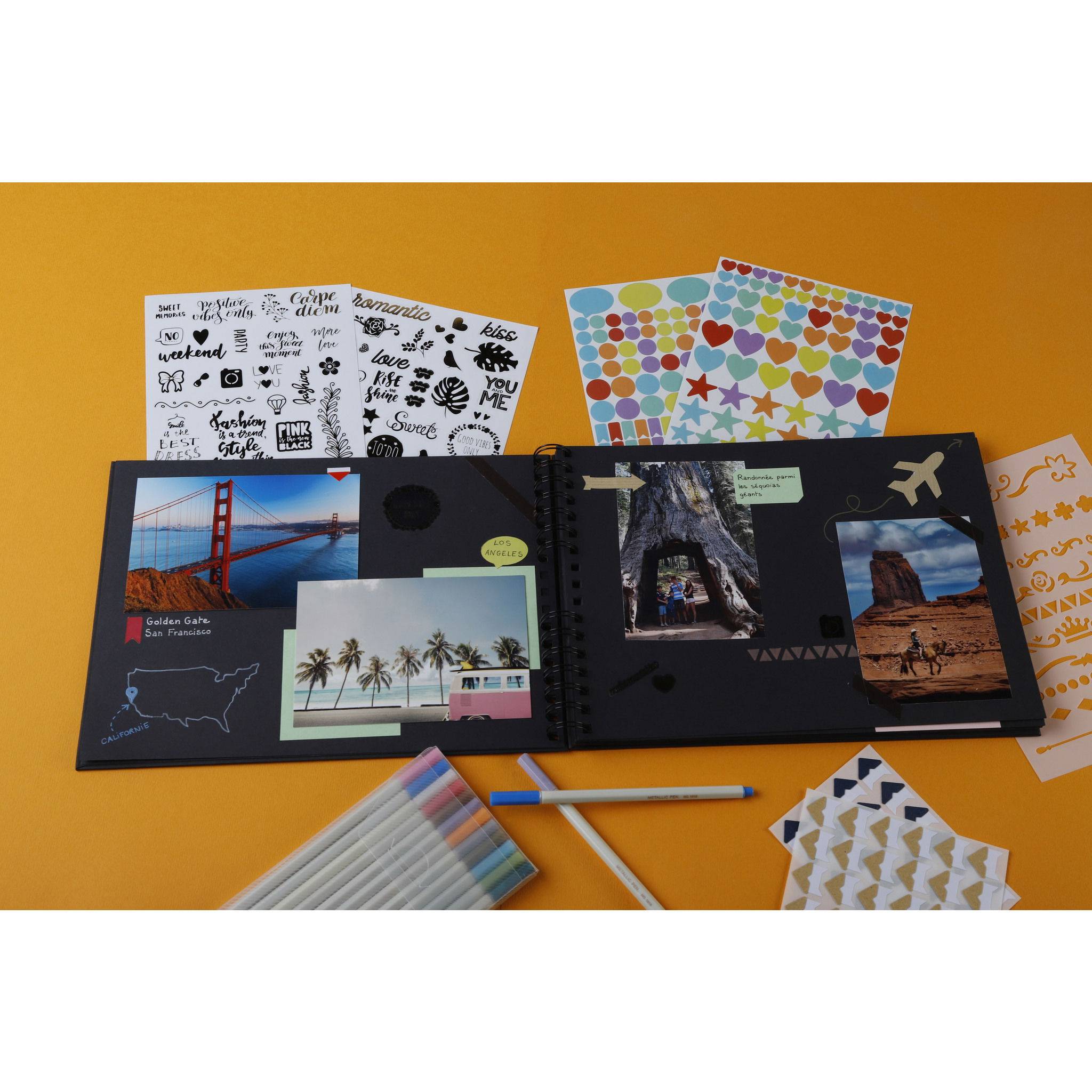 Exacompta Set Scrapbooking mit Fotoalbum 32x22 cm, SCRAP ADDICT, Schwarz, 16801E