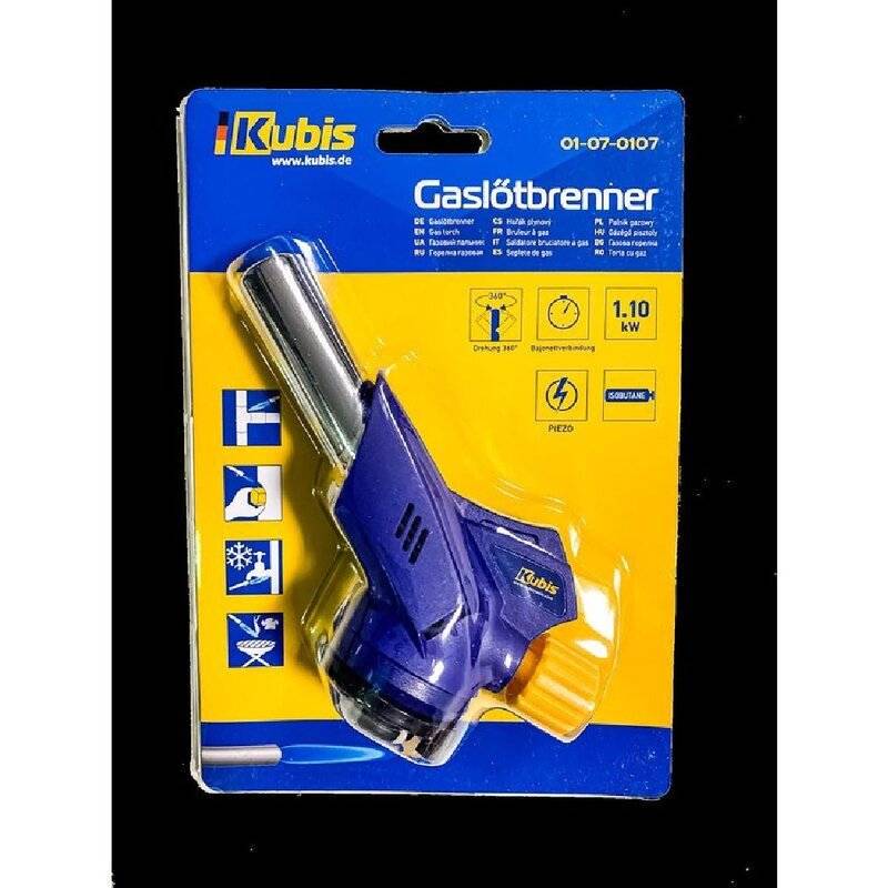 Gasbrenner 20 mm 1300 * C, 80 g / h (1,1 kW) * 360 frei drehbar