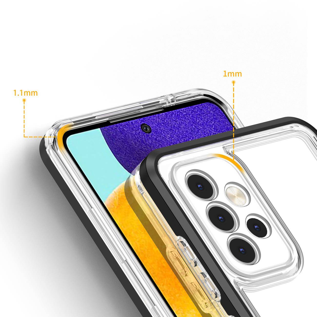 Hybrid Armor Schutz Klare 3in1 Hülle kompatibel mit Samsung Galaxy A73 5G Frame Gel Cover Schutzhülle Case