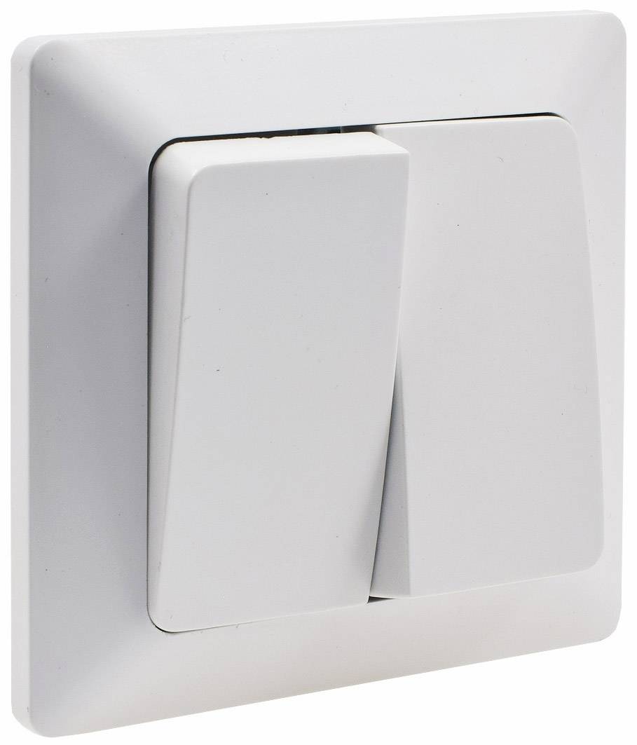 ChiliTec 22774 MILOS Serien-Schalter 2-fach weiß matt 250V~/ 10A, inkl. Rahmen, UP