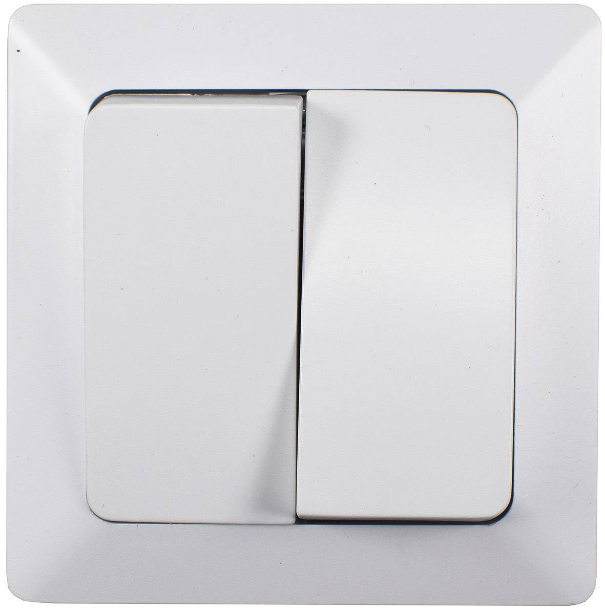 ChiliTec 22774 MILOS Serien-Schalter 2-fach weiß matt 250V~/ 10A, inkl. Rahmen, UP