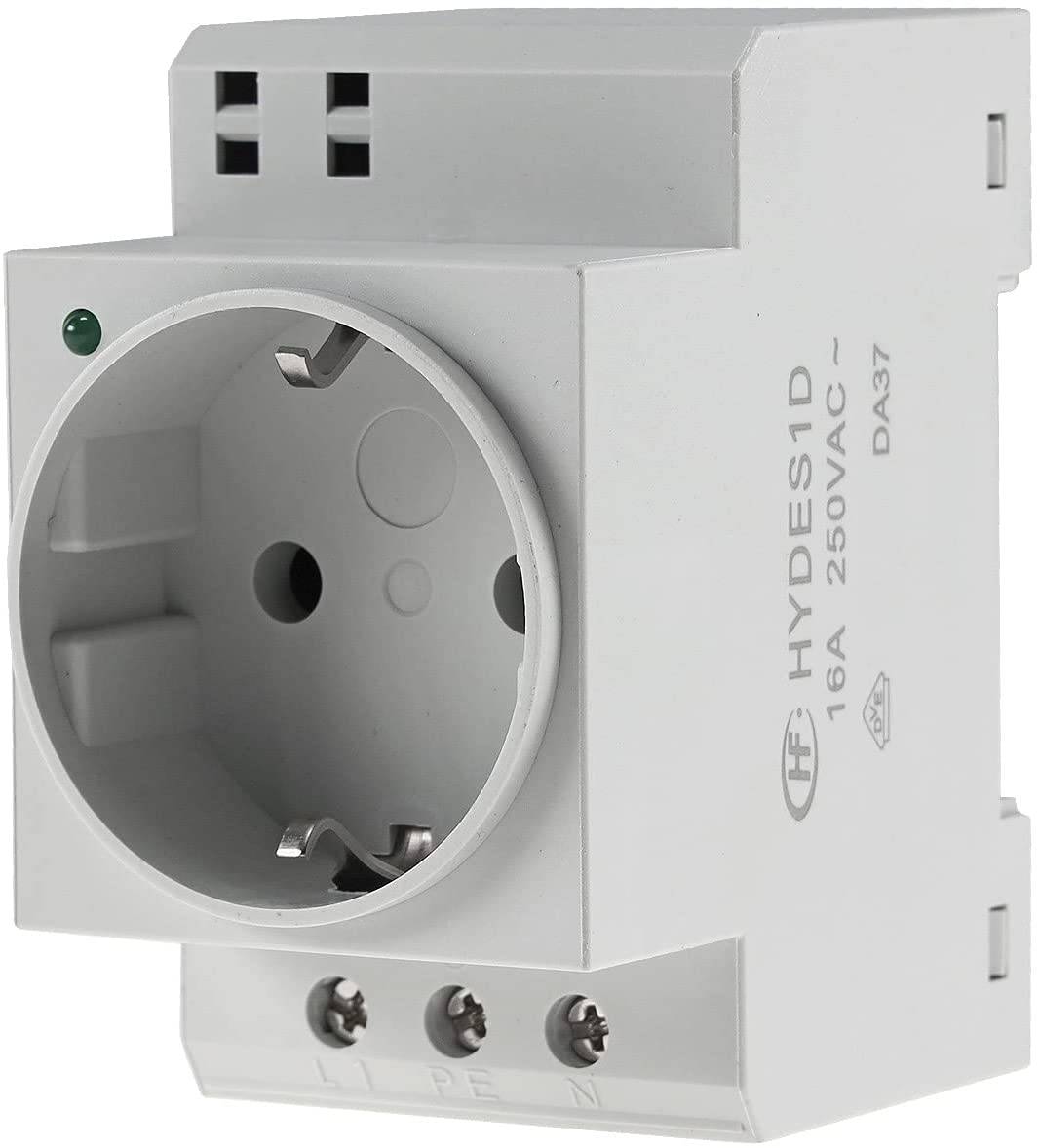 Einbau Steckdose mit LED für Hutschiene Schaltschrank 230V/16A VDE Schutzkontakt-Steckdose für Verte