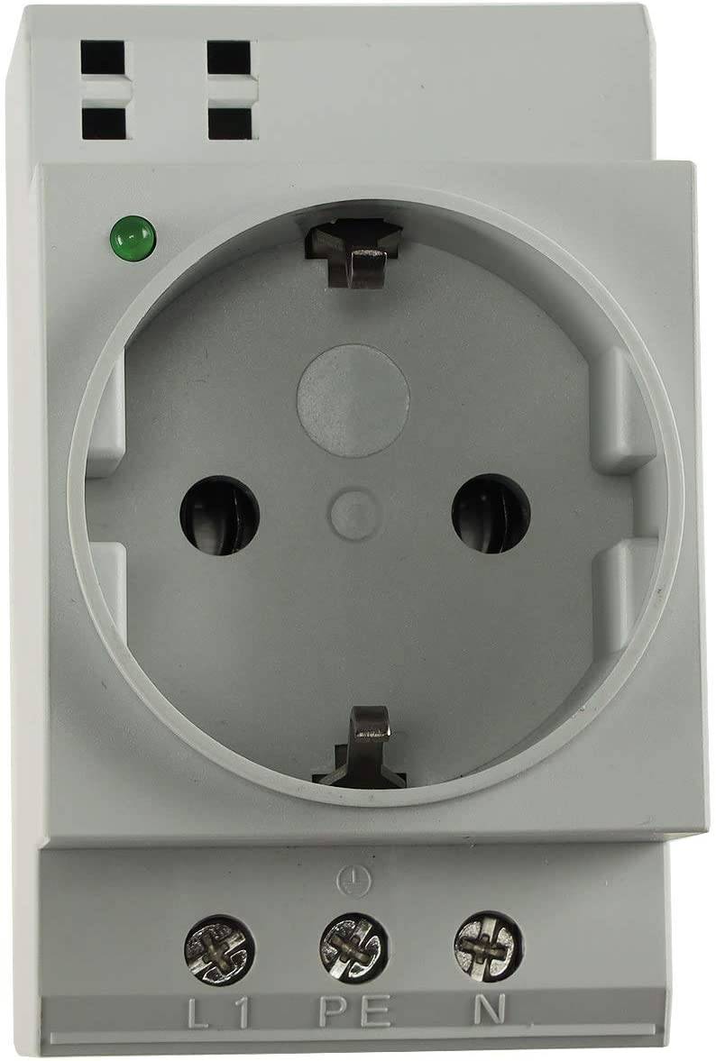 Einbau Steckdose mit LED für Hutschiene Schaltschrank 230V/16A VDE Schutzkontakt-Steckdose für Verte