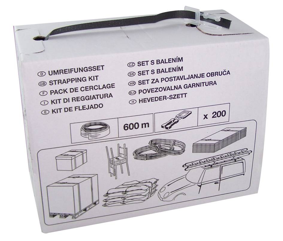 UMREIFUNGSSET (600 m PP-Umreifungsband + 200 Kunststoffklammern)