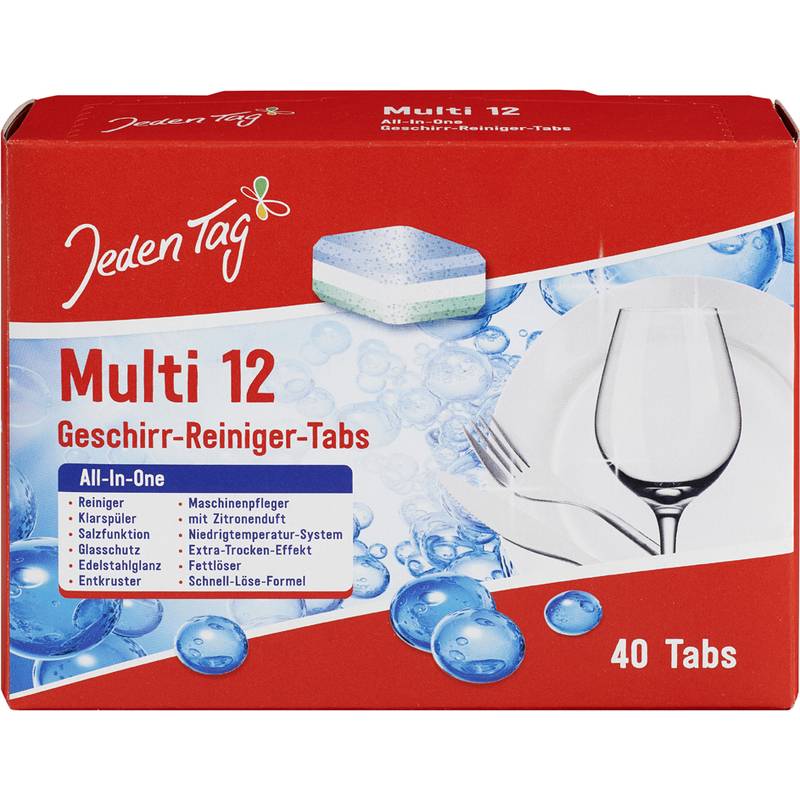 Jeden Tag Spülmaschinentabs Multi 12, 40 Tabs à 20 g, Karton