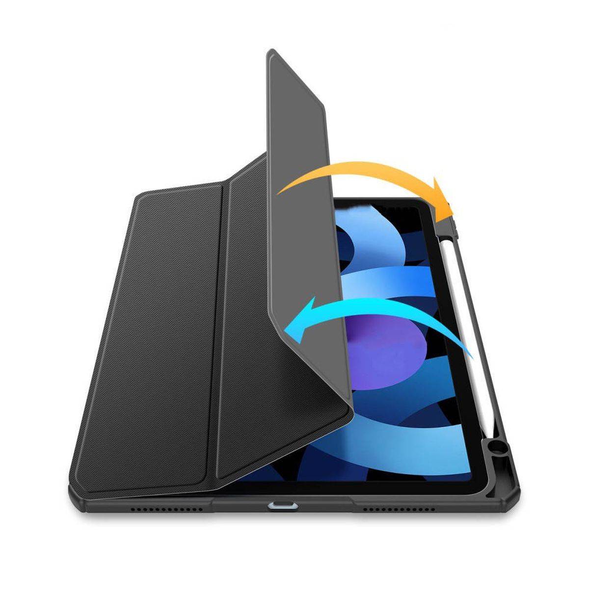 Dux Ducis Toby Eco-Leather Tablet-Ledertasche für iPad Air 4 10.9" ( 2022 ) mit Smart-Sleep Funktion Wake-Up Schwarz