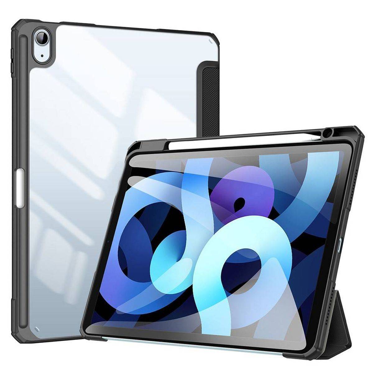 Dux Ducis Toby Eco-Leather Tablet-Ledertasche für iPad Air 4 10.9" ( 2022 ) mit Smart-Sleep Funktion Wake-Up Schwarz