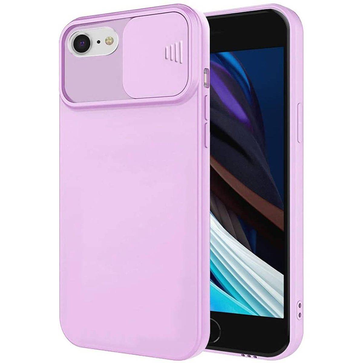 360 Grad Schutz CamShield Silikon Cover Case Slim Handyhülle Schutzhülle mit Kameraschutz für iPhone SE 2022 Lila