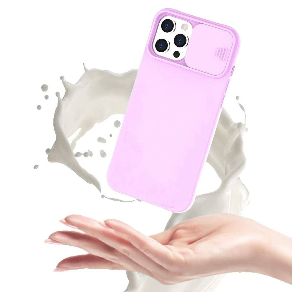 360 Grad Schutz CamShield Silikon Cover Case Slim Handyhülle Schutzhülle mit Kameraschutz für iPhone SE 2022 Lila