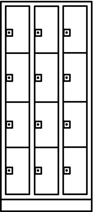 Fächerschrank m.Sockel lichtgrau/lichtgrau H1950xB620xT500mm 2x4 Abt.C+P