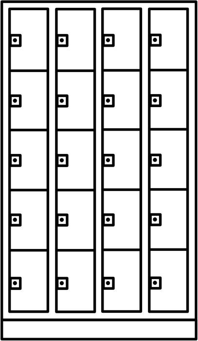 Fächerschrank m.Sockel lichtgrau/enzianblau H1950xB620xT500mm 2x5 Abt.C+P