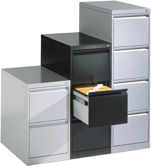 Hängeregistraturschrank H733xB433xT590mm 1-bahnig schwarzgrau 2 Schubl.C+P