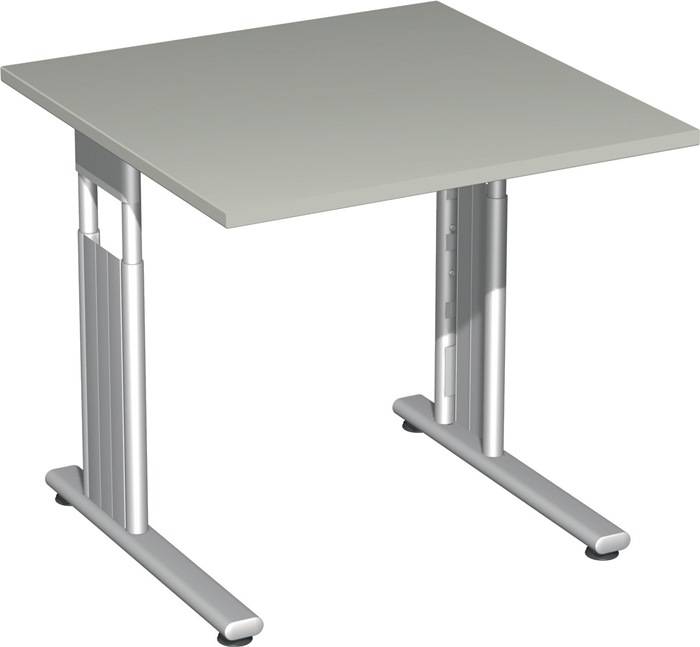 Schreibtisch Cyros H680-820xB800xT800mm lichtgrau ger.Form C-Fuß GERAMÖBEL