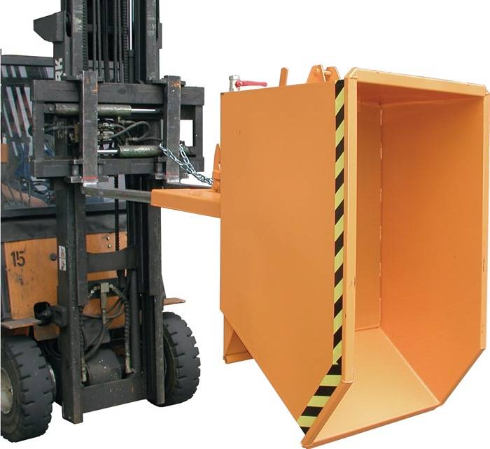 Spänebehälter 0,75 m³ L1440xB1280xH680mm silber verz.Trgf.1000kg dop.BD BAUER