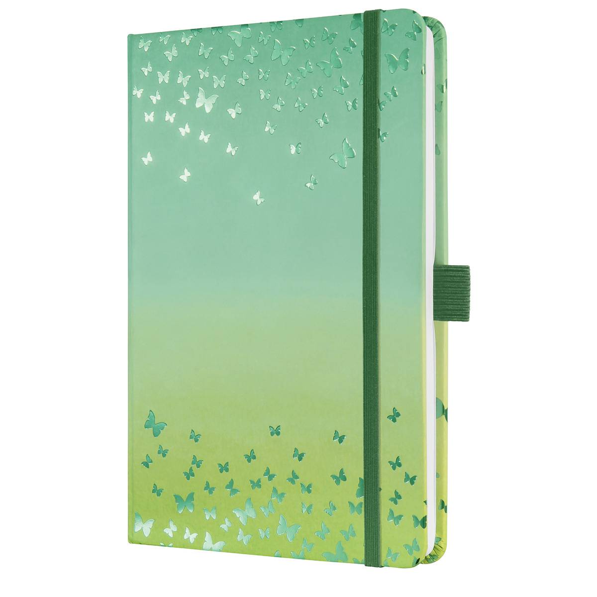 SIGEL Notizbuch Jolie - Butterfly Confetti Lime - liniert - ca. A5 - grün - Hardcover - 174 S. - FSC-zertifiziert