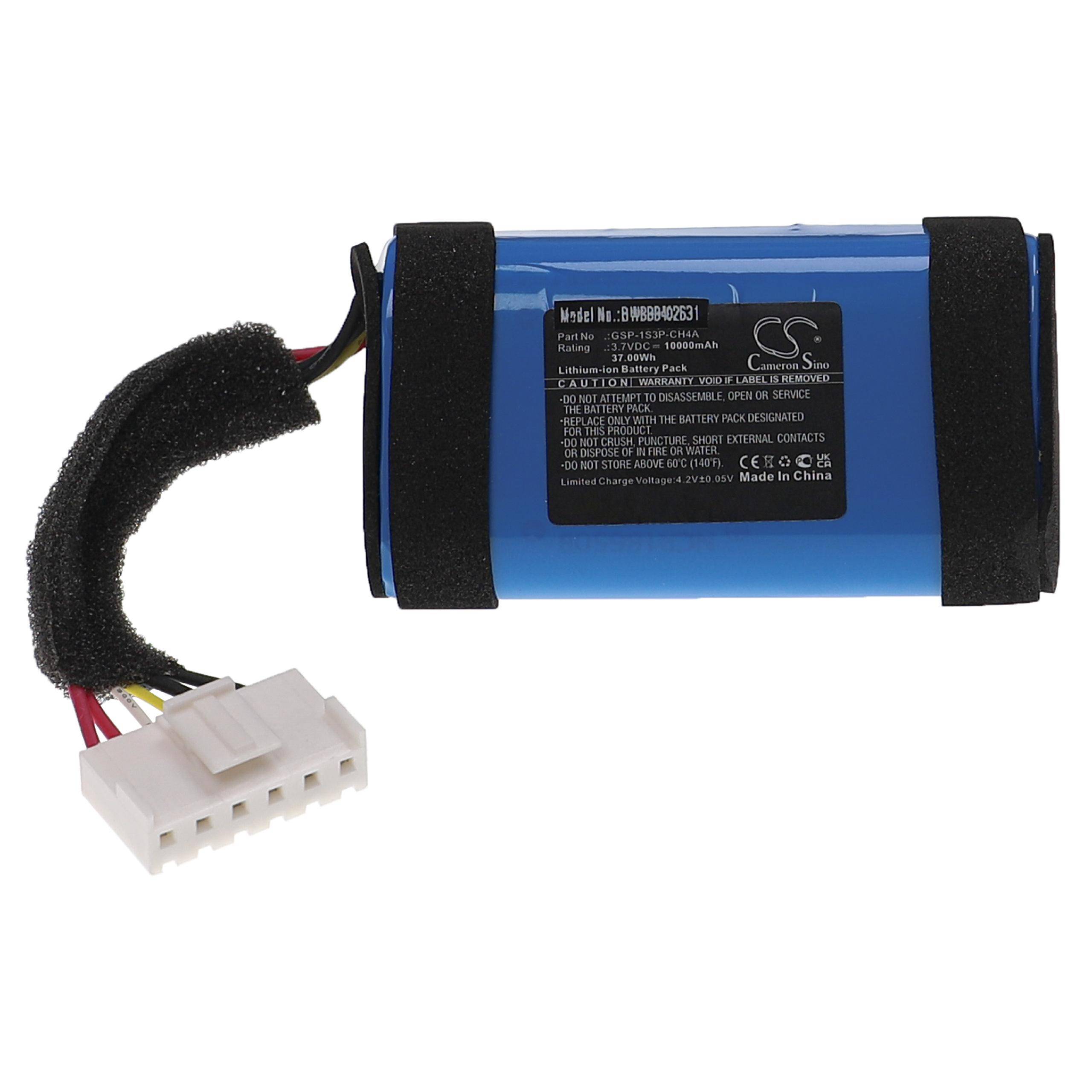 vhbw 1x Akku kompatibel mit JBL Charge 5, Charge Essential 2, CHARGE5BLUAM Lautsprecher Boxen Speaker (10000 mAh, 3,7 V, Li-Ion)