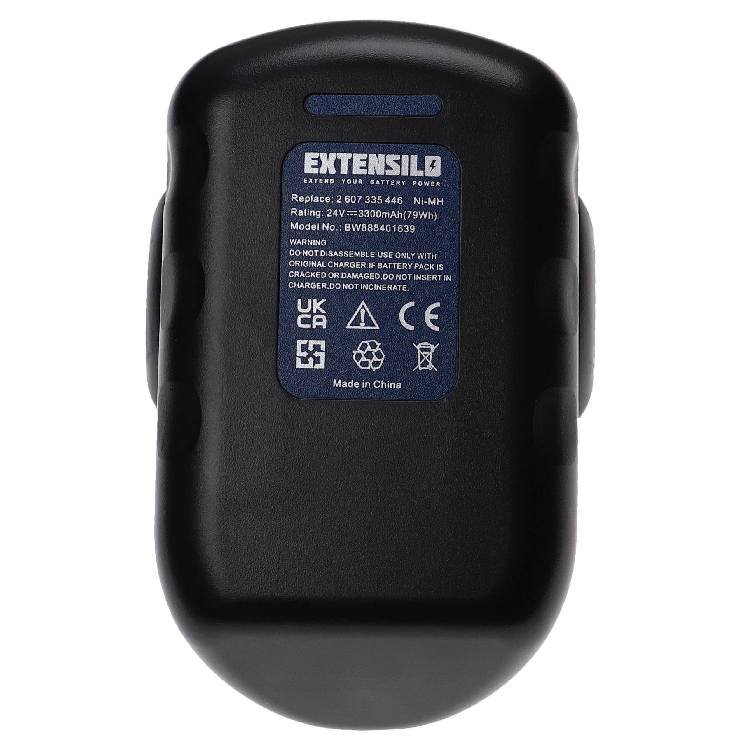 EXTENSILO 3x Akku kompatibel mit Bosch 11524, 12524, 125-24, 12524-03, 13624, 13624-2G, 1645 Elektrowerkzeug (3300 mAh, NiMH, 24 V)