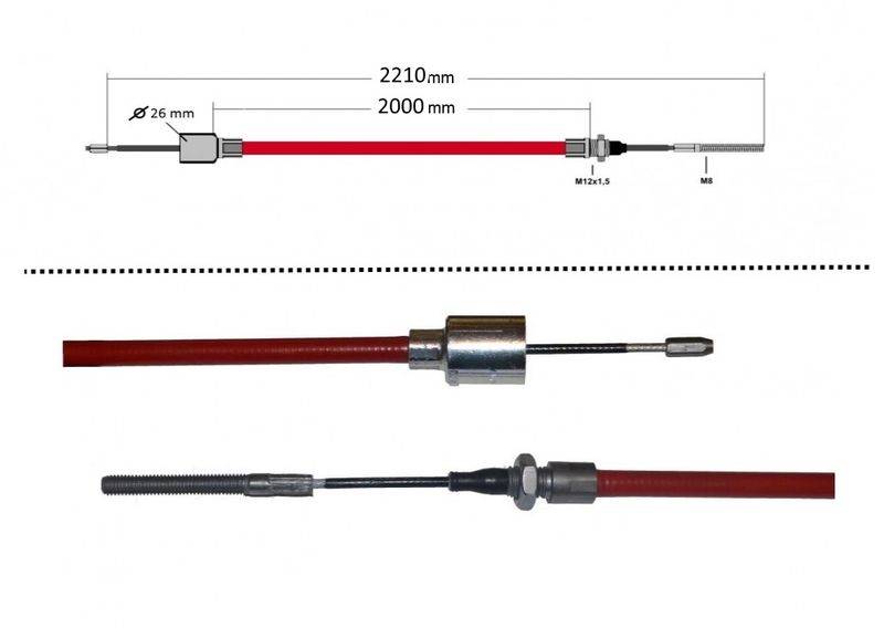 2 x ALKO - Bremsseil Longlife - HL: 2000mm - GL: 2210mm mit Gewinde, Pressnippel + Glocke