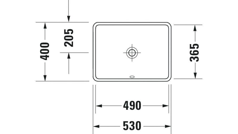 Duravit Einbauwaschtisch STARCK 3 m ÜL o HLB 490x365mm ohne Hahnloch
