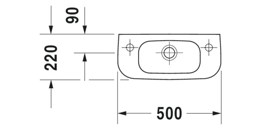 Duravit Handwaschbecken D-CODE m ÜL HLB 500x220mm 1 HL rechts weiß 1