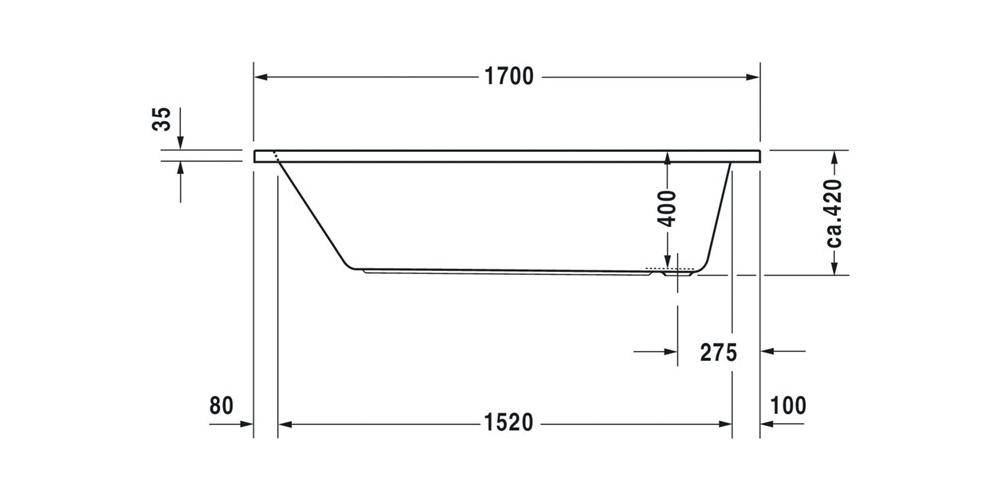 Duravit Rechteck-Badewanne D-CODE 1 Rückenschräge, weiß 1700x700mm