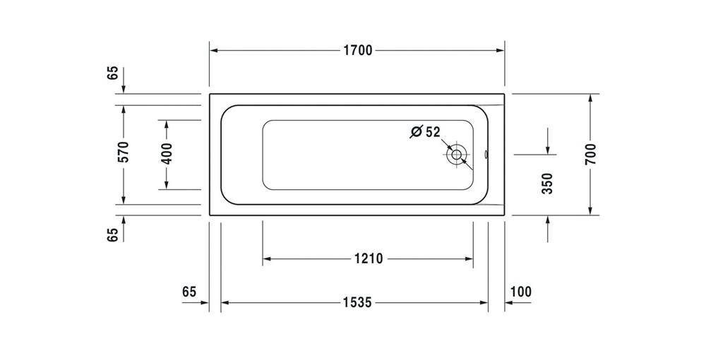 Duravit Rechteck-Badewanne D-CODE 1 Rückenschräge, weiß 1700x700mm