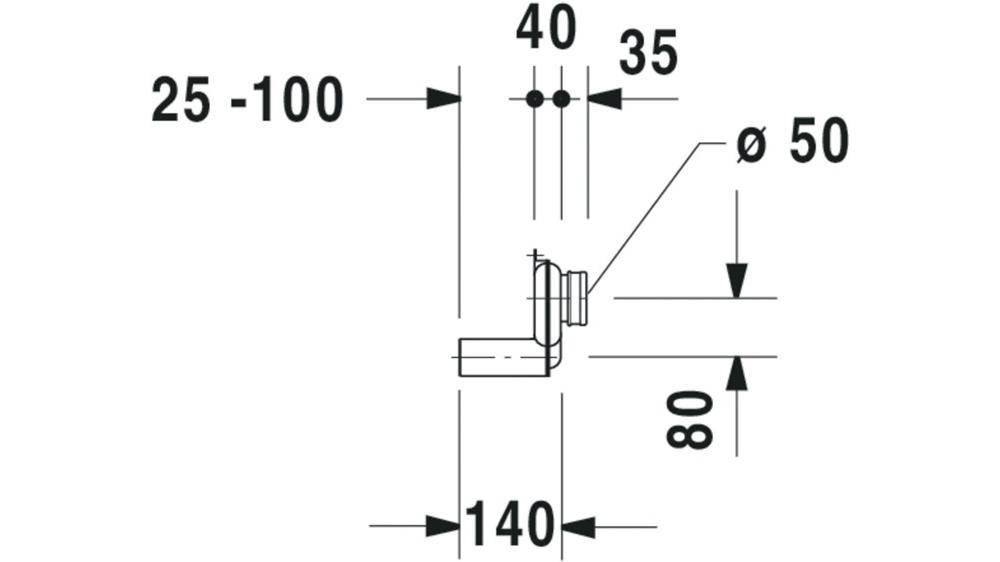 Duravit Absaugesiphon weiß Abgang waagerecht (verdeckt) Abgang