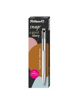 Pelikan Kugelschreiber Snap Metalic K10 Silber im Etui, Clip, Clip-on-Einziehkugelschreiber, Blau, 1 Stück(e), Medium