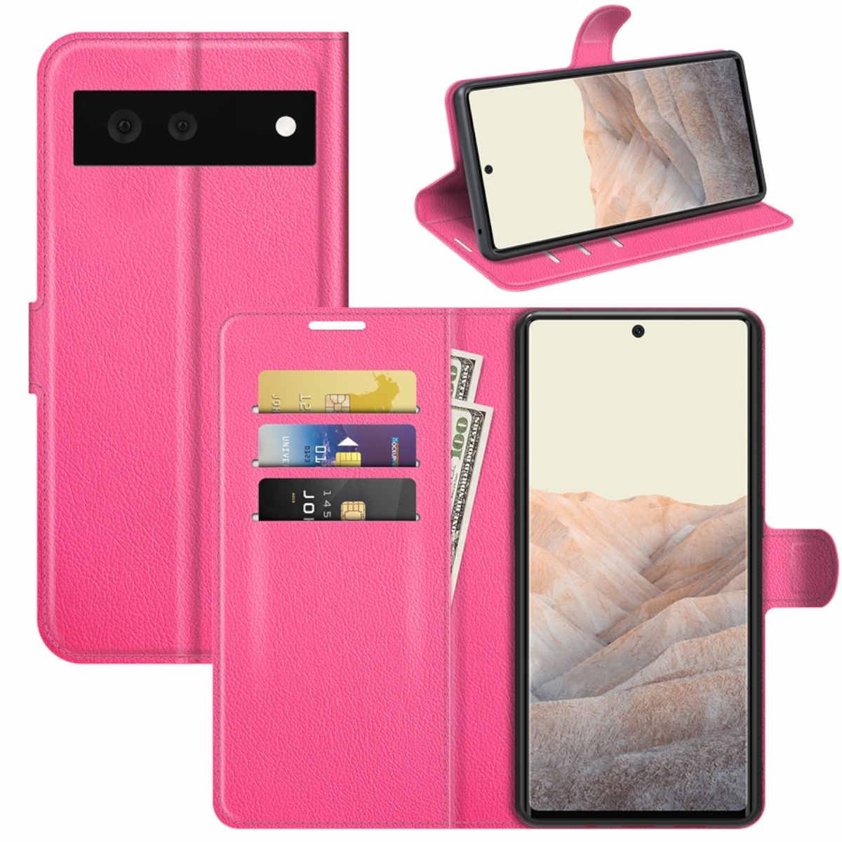 Für Google Pixel 6 Handy Tasche Wallet Premium Schutz Hülle Case Cover Etuis Neu Zubehör Pink