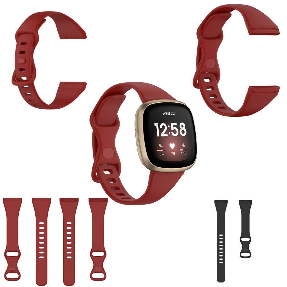 Für Fitbit Versa 4 / Versa 3 / Sense Kunststoff / Silikon Armband für Männer / Größe L Rot Uhr