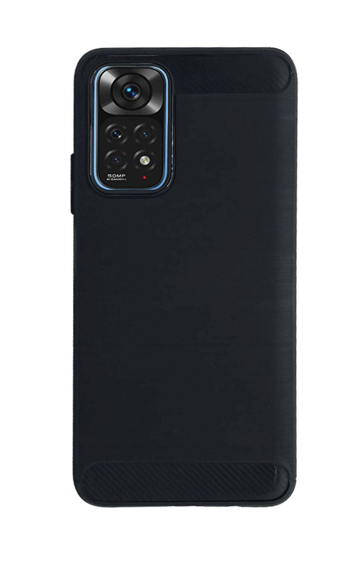 Silikon Hülle Carbon kompatibel mit XIAOMI REDMI NOTE 11 5G Case TPU Soft Handyhülle Cover Schutzhülle Schwarz