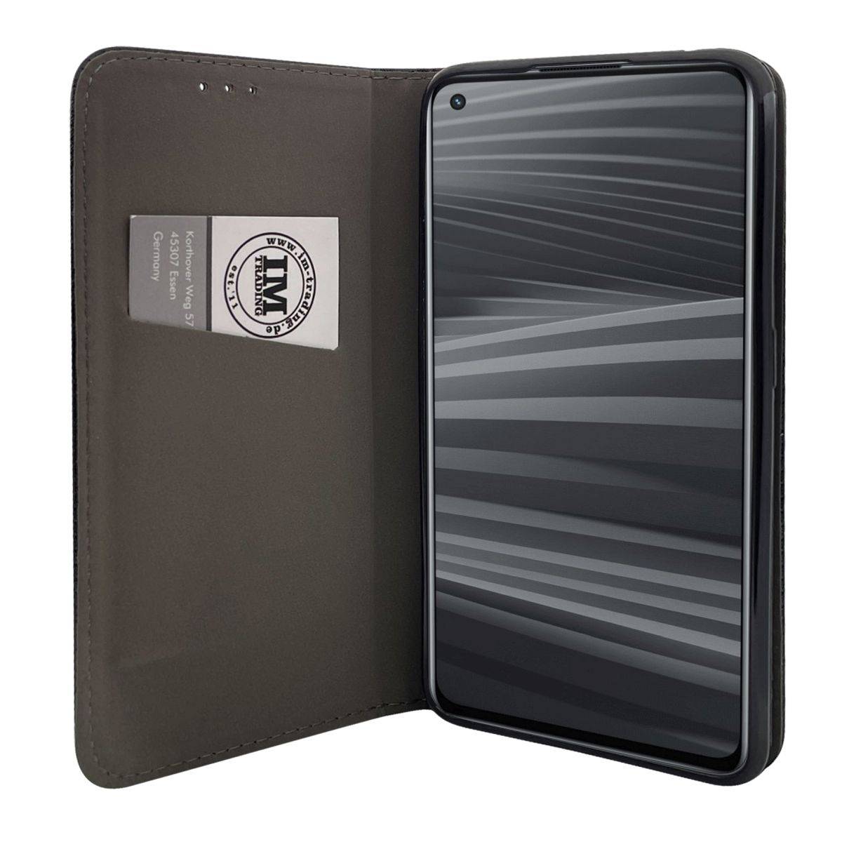 Buch Tasche "Smart" kompatibel mit REALME GT2 5G Handy Hülle Etui Schutzhülle mit Standfunktion, Kartenfach Schwarz