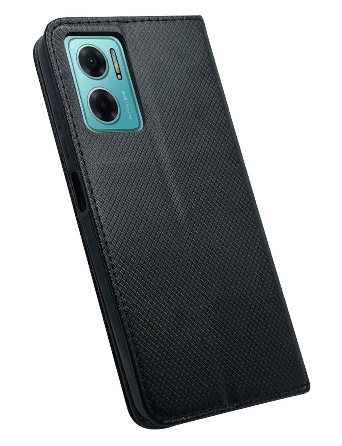 Buch Tasche "Smart" kompatibel mit Xiaomi Redmi 10 5G Handy Hülle Schutzhülle mit Standfunktion, Kartenfach schwarz