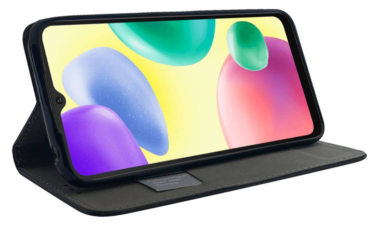 Buch Tasche "Smart" kompatibel mit Xiaomi Redmi 10a 4G Handy Hülle Schutzhülle mit Standfunktion, Kartenfach schwarz