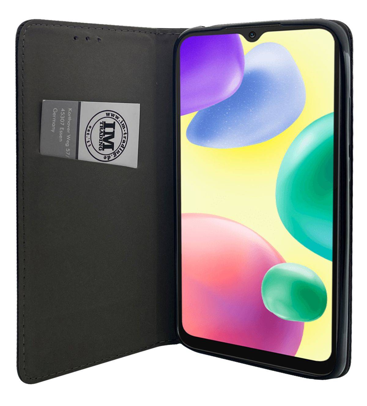 Buch Tasche "Smart" kompatibel mit Xiaomi Redmi 10a 4G Handy Hülle Schutzhülle mit Standfunktion, Kartenfach schwarz