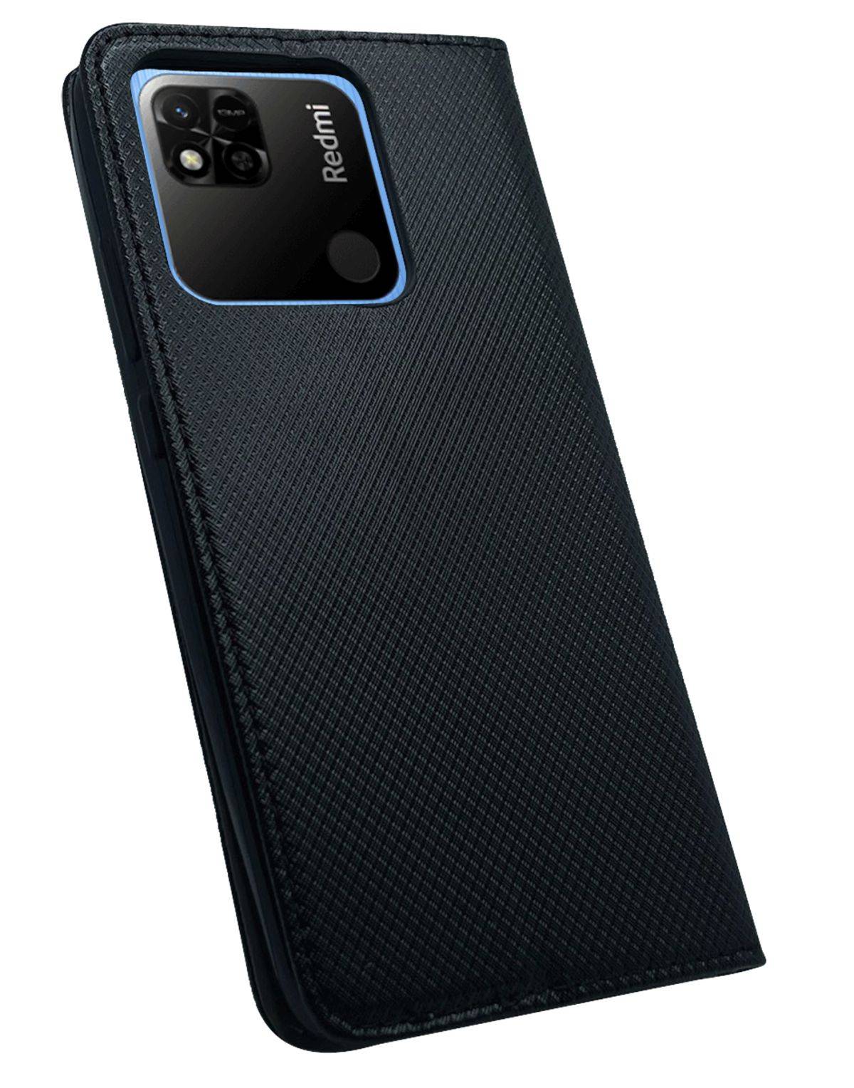 Buch Tasche "Smart" kompatibel mit Xiaomi Redmi 10a 4G Handy Hülle Schutzhülle mit Standfunktion, Kartenfach schwarz