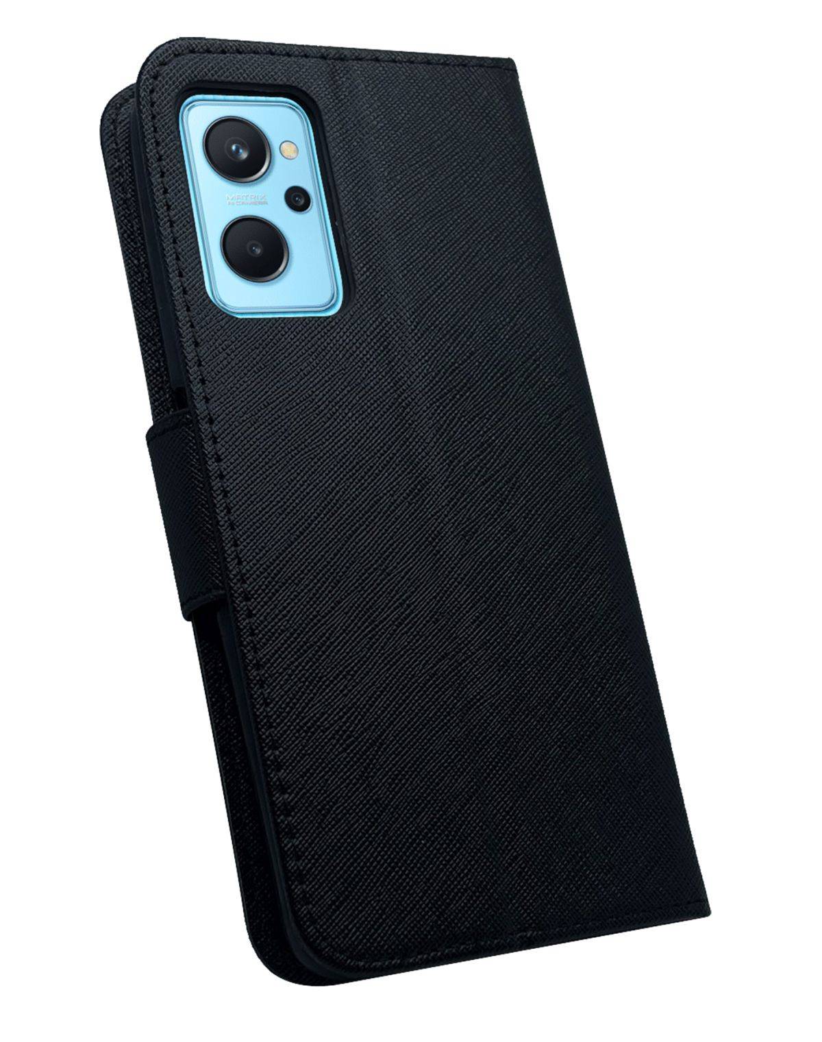 Buch Tasche "Fancy" Schutzhülle aufklappbare Hülle Standfunktion Zubehör kompatibel mit Realme 9i schwarz