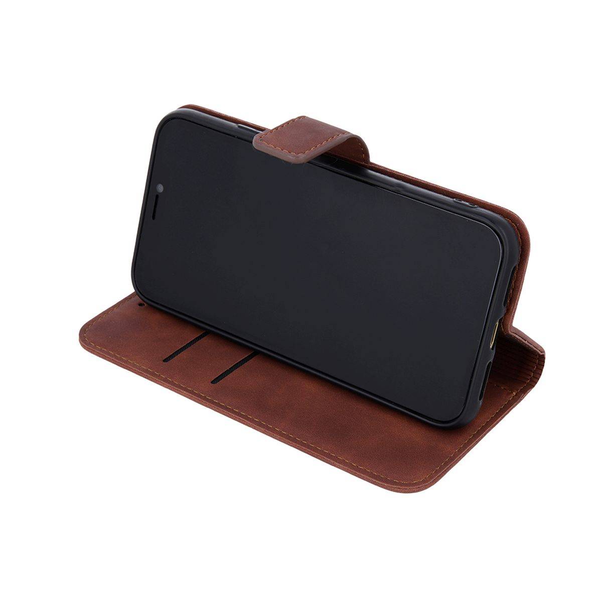Smart Velvet Case Tasche Hülle kompatibel mit Samsung Galaxy S22 Plus Cover Magnet Buch-Tasche Braun