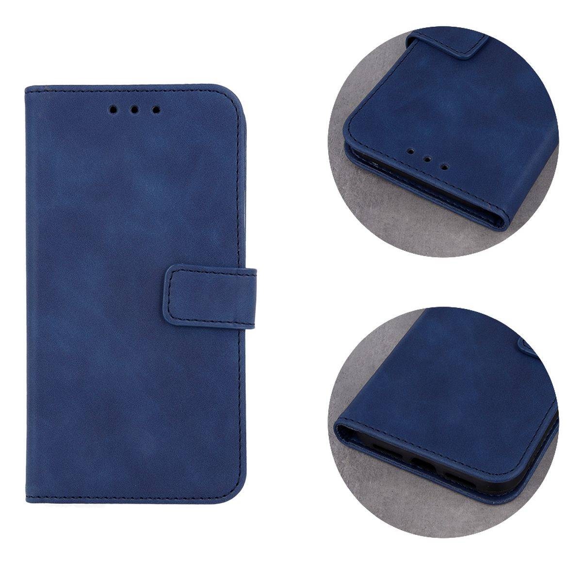 Smart Velvet Case Tasche Hülle kompatibel mit iPhone 12 Pro Cover Magnet Buch-Tasche Blau