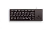 Kompakte schwarze Tastatur mit integriertem Pointing Stick und Richtungspad, dargestellt auf einfachem weißem Hintergrund.