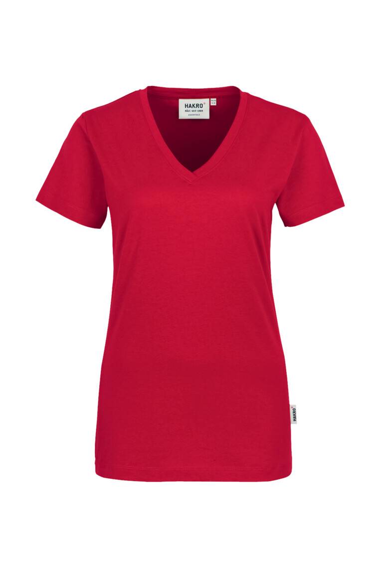 HAKRO Damen V-Shirt Classic rot, S