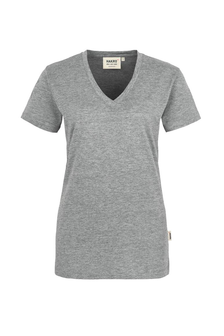HAKRO Damen V-Shirt Classic grau meliert, 3XL