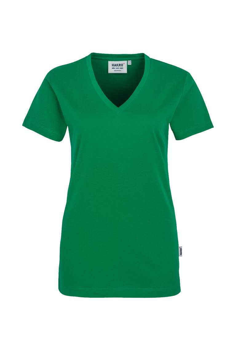 HAKRO Damen V-Shirt Classic kellygrün, 2XL
