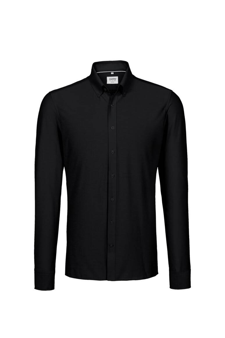 HAKRO Hemd Natural Stretch Regular schwarz, L